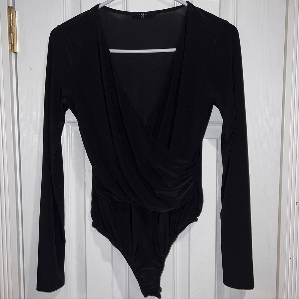 Elegant Black Wrap Bodysuit
